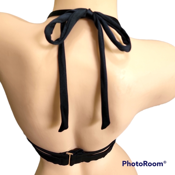 🏖Victoria's Secret Cut Out Swim 🏊‍♀️ Top Size 34A in Black with Gold Hardware - Picture 5 of 10